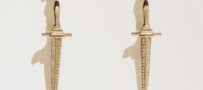 Pamela Love Fine 18K Dagger Earrings with Ruby and Diamonds
