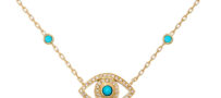 Netali Nissim 18K Protected Mini Eye Necklace with Turquoise and White Diamonds