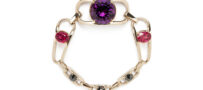Ara Vartanian 18K Gold Bracelet with Amethyst, Rubellite and Black Diamonds