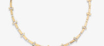 Azlee 18K Scattered Gold Bar and Diamond Tennis Necklace