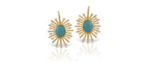 LALAoUNIS 18K Nubia Sunray Earrings with Turquoise and Diamonds