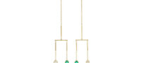 Ara Vartanian 18K Gold Earrings with Emeralds and White Diamonds