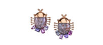 Daniela Villegas One of a Kind 18K Love Beetle Careyes Earrings with Sapphires and Jasper