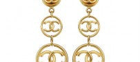 1993 Chanel Gold Three Piece Woven Logo Earrings
