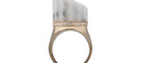 Completedworks White Marble and Diamond Incomplete Column Ring