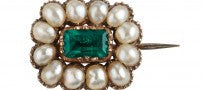 1880's Emerald and Pearl Brooch