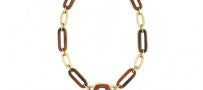 1976 Givenchy Brown and Gold Toned Block Choker Necklace