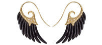 Noor Fares 18K Gold Wing Earrings with Brown Diamonds and Ebony