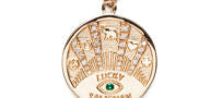 Marlo Laz 14K Talisman Coin Necklace with Emerald and White Diamonds