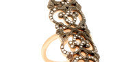 Sabine Getty 18K Rose Gold Medieval Ring with Diamonds and Engravings