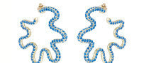 Sabine Getty 18k Gold \'Wiggly\' Hoop Earrings with Blue Topaz