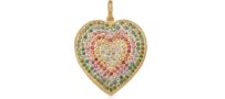 Carolina Bucci 18K Pave and Florentine Finish Reversible Heart Pendant with Sapphires, Rubies and Diamonds