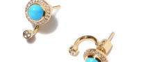 Pamela Love 18K Turquoise Gravitation Earrings with Diamonds