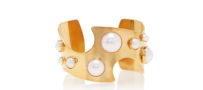 Rodarte Gold Cut Out Cuff With Pearl Details