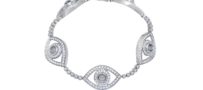 Netali Nissim 18K White Gold Protected Five Large Eyes Bracelet with Diamonds