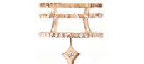 Diane Kordas 18K Gold and Diamond Triple Cosmos Ring with Shield Charm