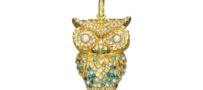 Carolina Bucci 18K Gitane Owl Pendant with Turquoise, Opals and Diamonds,