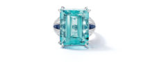 Oscar Heyman Platinum 18.11 Carat Aquamarine, Sapphire and Diamond Ring