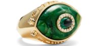 Marlo Laz Je Porte Bonheur Eyecon Ring with Brazilian Jade and Green Tourmaline