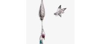Rodarte Silver Bee Stud and Floral Drop Earring Set with Crystals