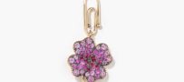 Aurelie Bidermann 18K Clover Pendant with Pink Sapphires and Diamonds