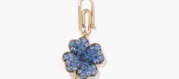 Aurelie Bidermann 18K Clover Pendant with Blue Sapphires and Diamonds