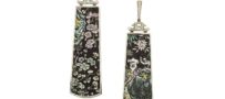Silvia Furmanovich 18K Obi Hand Painted Floral Ceramic Drop Earrings with Diamonds