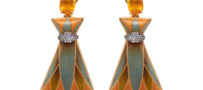 Silvia Furmanovich 18K Gold Egypt Earrings with Diamonds, Blue Topaz and Fire Opals