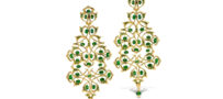 LALAoUNIS 18K Gold Dangle Earrings with Faceted Emeralds