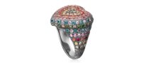 Carolina Bucci 18K Pave Heart Ring with Sapphires, Rubies and Diamonds